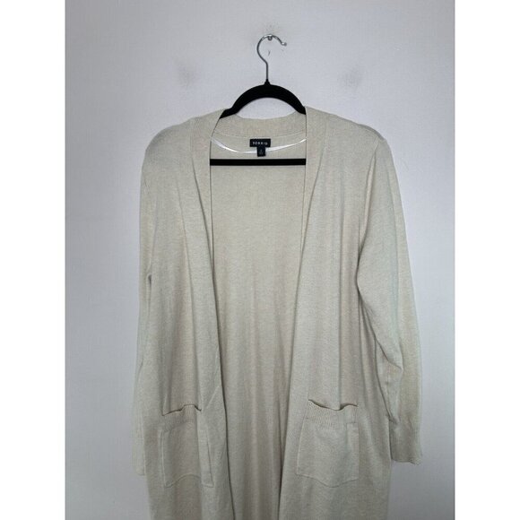 Torrid Women’s Open Front Knit Light Weight Cardigan Duster Beige Size 2 - Picture 3 of 15